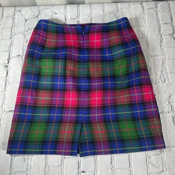 Vintage Talbots Plaid Wool Skirt size 12P 12 Petite Fuchsia Magenta Green Blue - Picture 2 of 16
